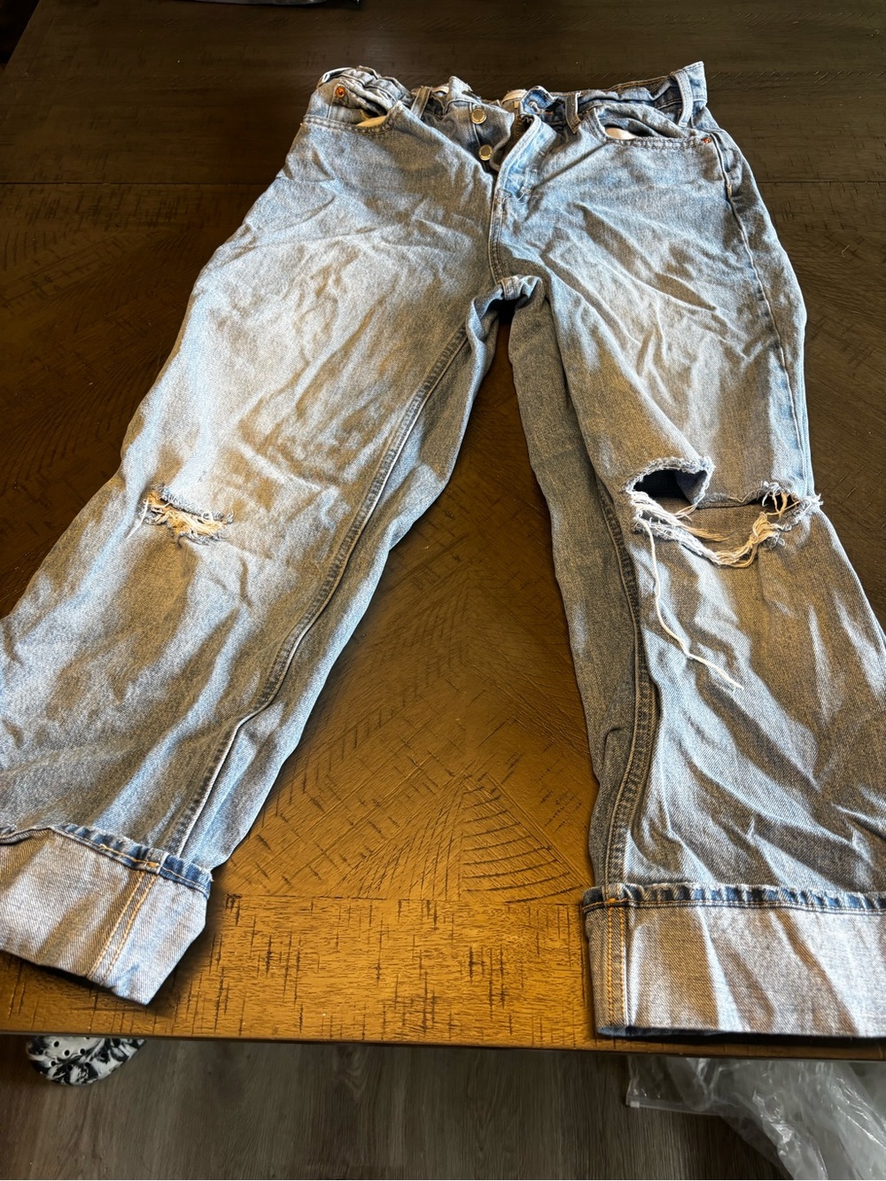 Light Wash Distressed Boyfriend Jeans